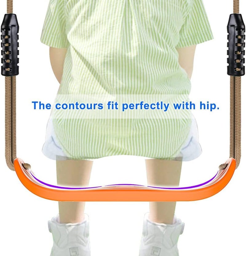 BeneLabel Non-Slip Swing Seat with Adjustable Rope and Carabiners - Heavy Duty Playground Swing Set Accessories for Kids and Adults - 220LB Capacity - Orange - Image 5